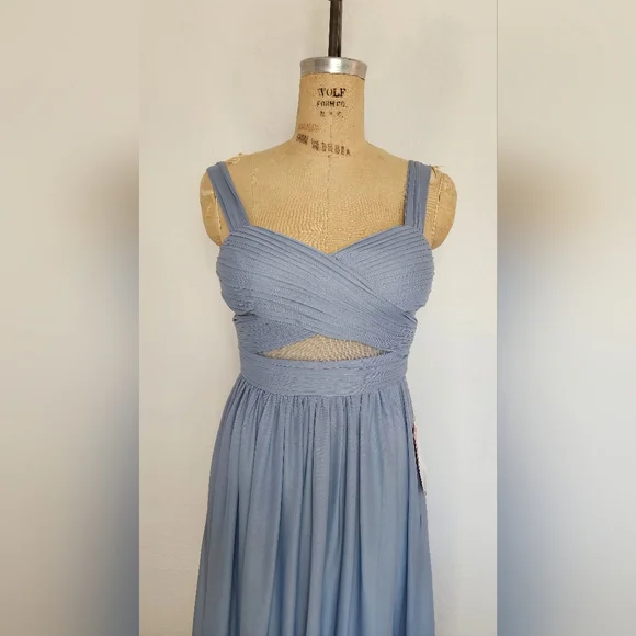 Birdy Grey Blue Mesh Elsye Bridesmaid Gown - Picture 6 of 12